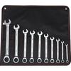 Combination spanner set with ratchet and adapters in case type 5731